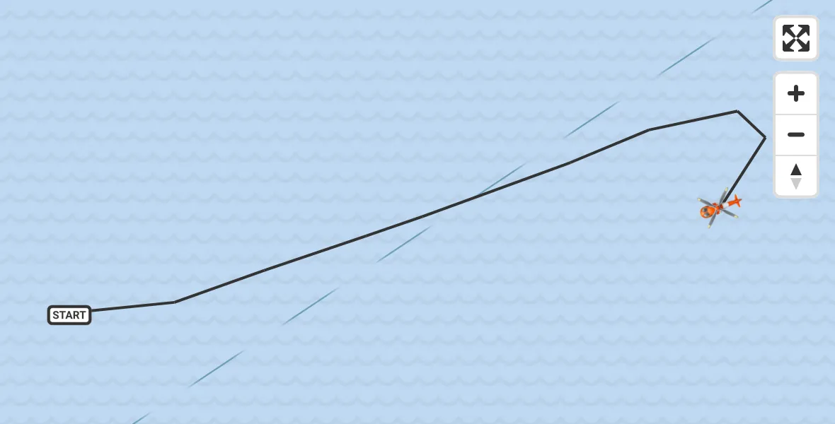 Flight route map: Coastguard Helicopter to North Sea, North Sea