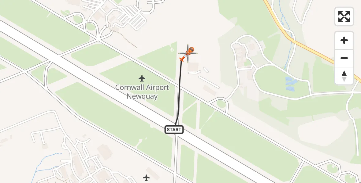 Flight route map: Coastguard Helicopter to Cornwall Airport Newquay, Cornwall Airport Newquay