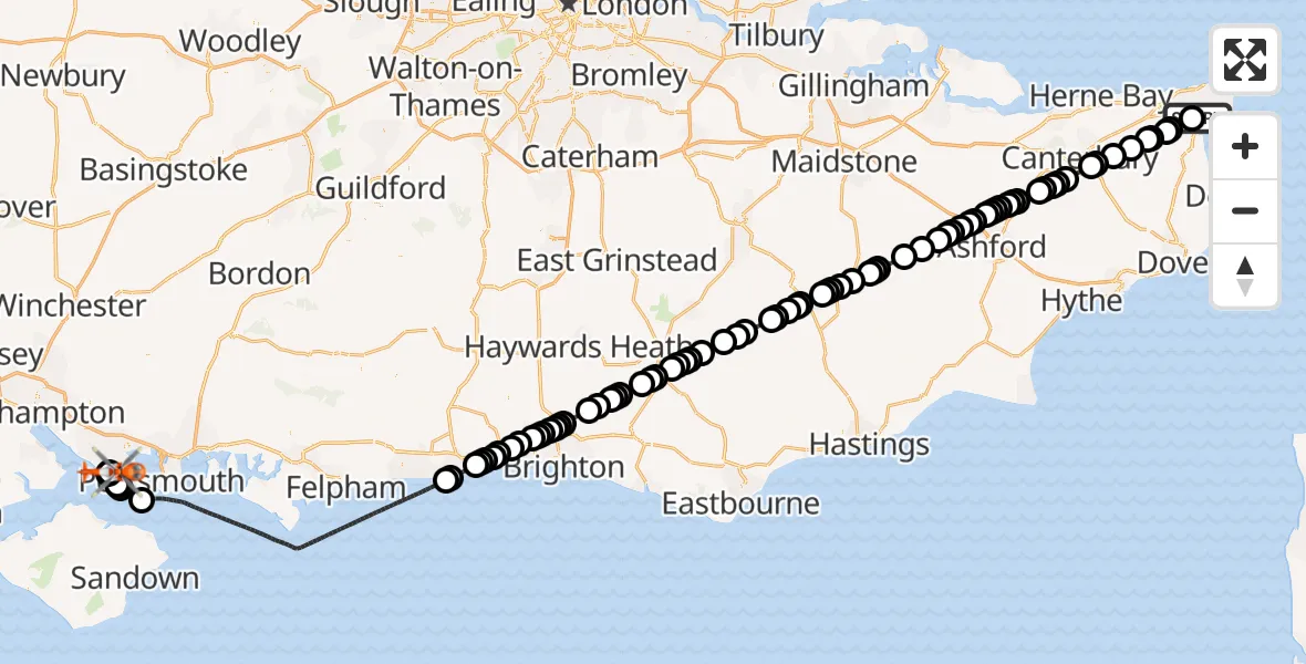 Routekaart van de vlucht: Coastguard Helicopter to Solent Airport, Solent Airport