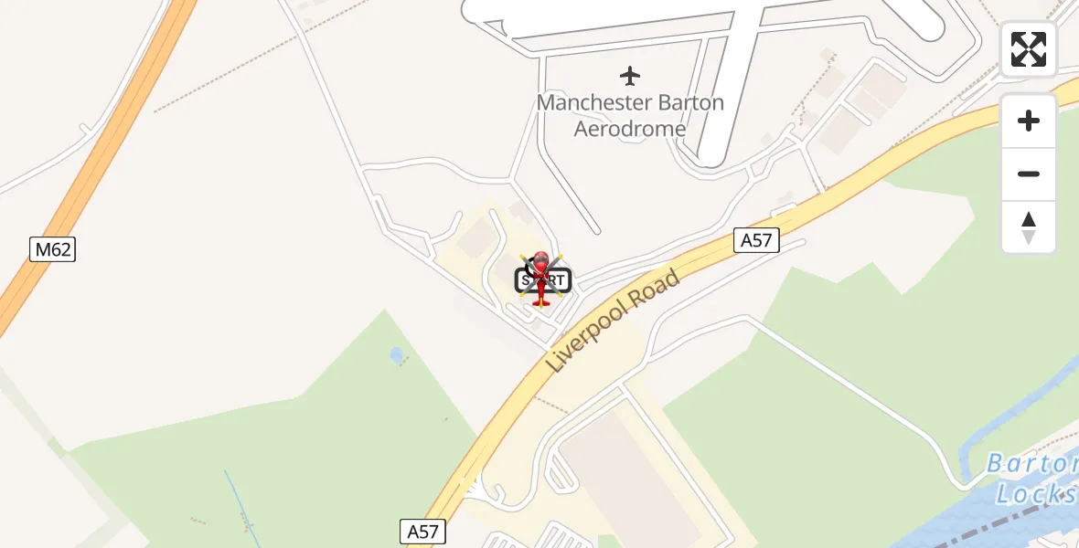 Flight route map: Air Ambulance Helicopter to Irlam, Trident Road