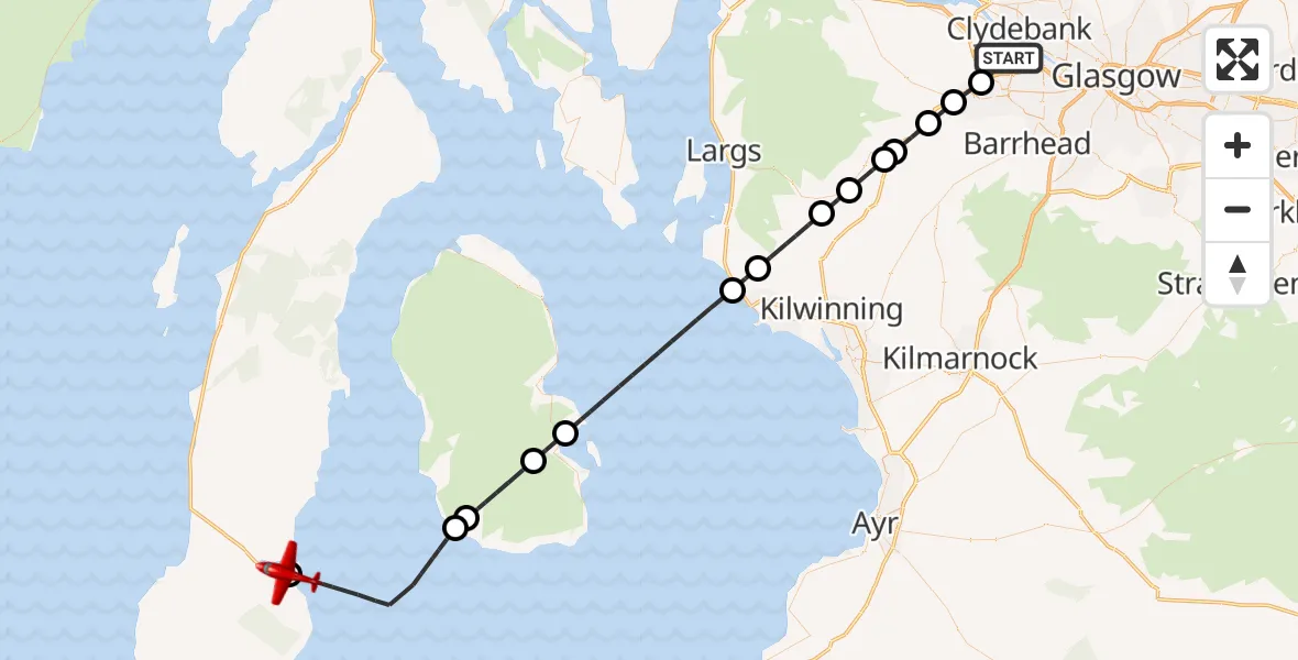 Routekaart van de vlucht: Air Ambulance Aircraft to Kildalloig Airstrip, Kildalloig Airstrip
