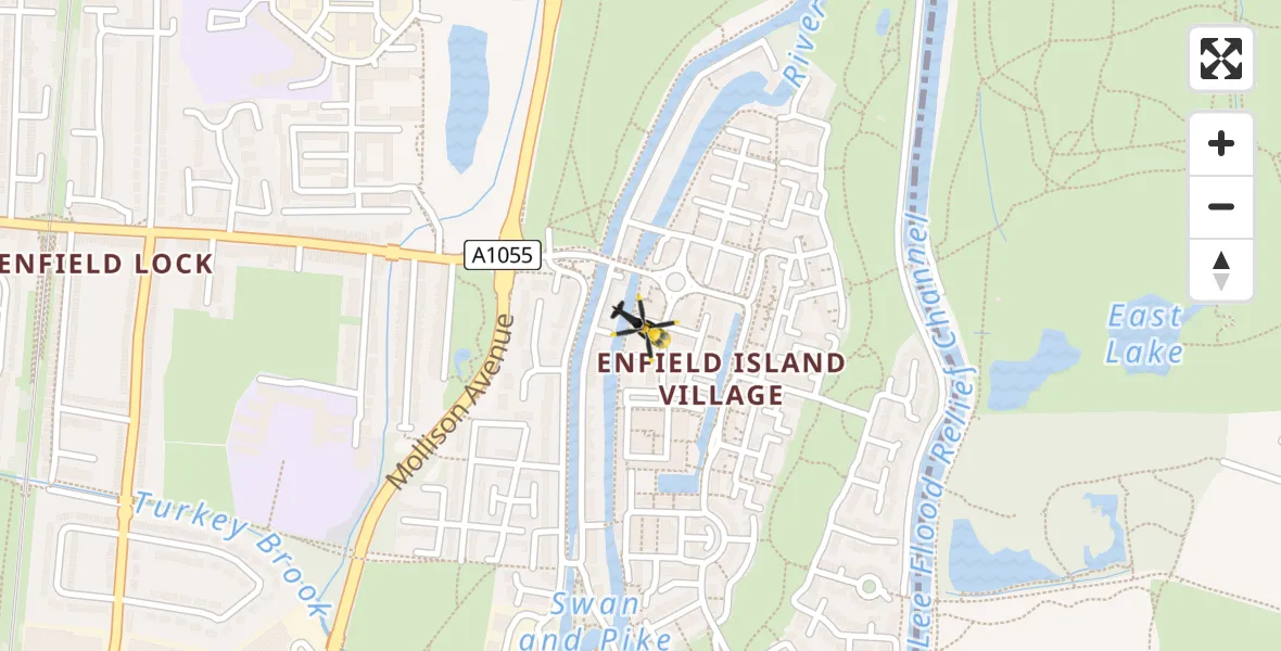 Flight route map: Police Helicopter to London Borough of Enfield