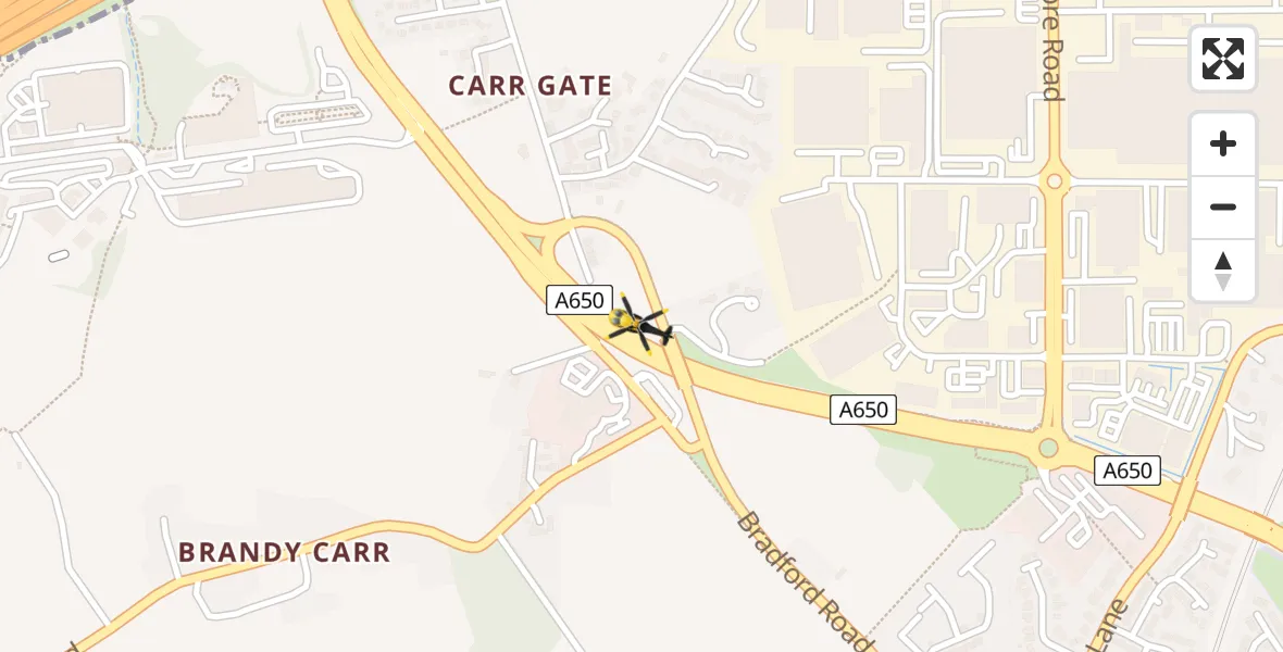 Flight route map: Police Helicopter to Wrenthorpe