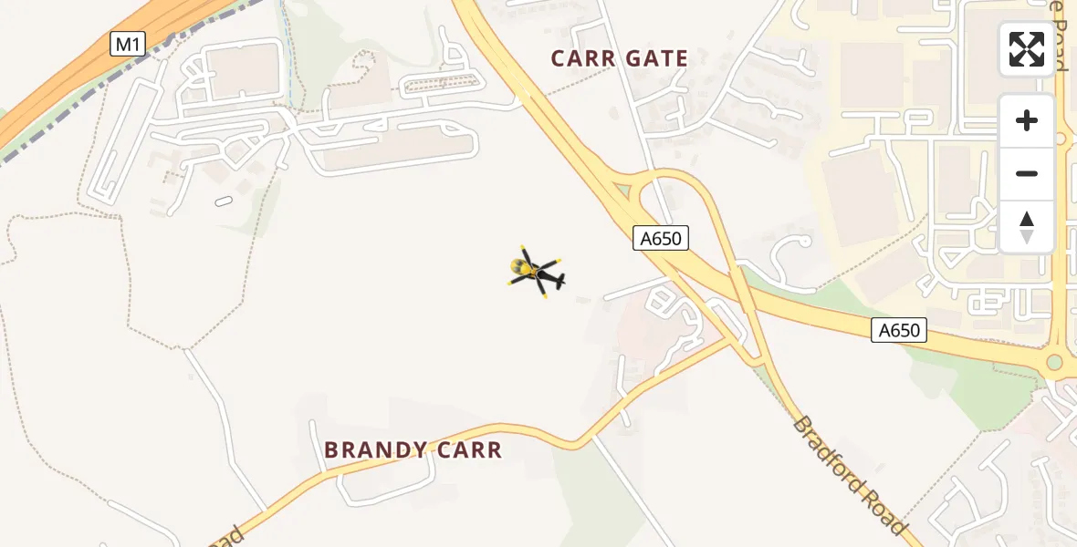 Flight route map: Police Helicopter to Wrenthorpe