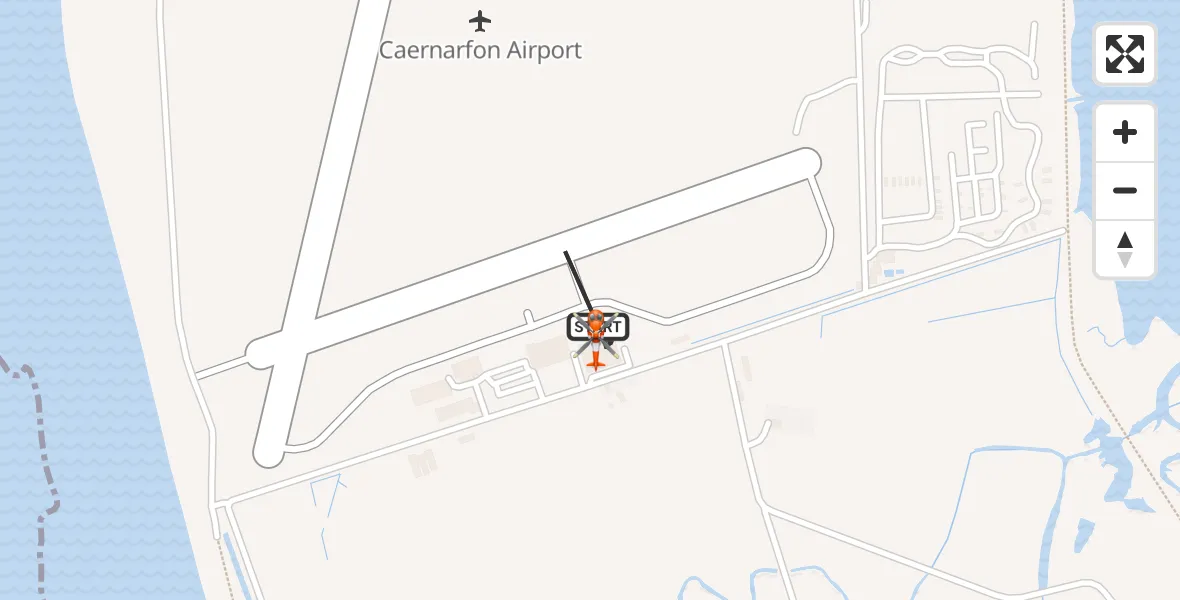 Flight route map: Coastguard Helicopter to Caernarfon Airport, Caernarfon Airport