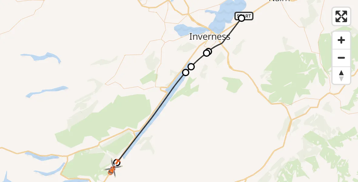 Routekaart van de vlucht: Coastguard Helicopter to Kytra Lock, Kytra Lock