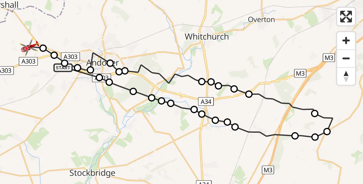 Routekaart van de vlucht: Air Ambulance Helicopter to Fyfield, Privet Lane
