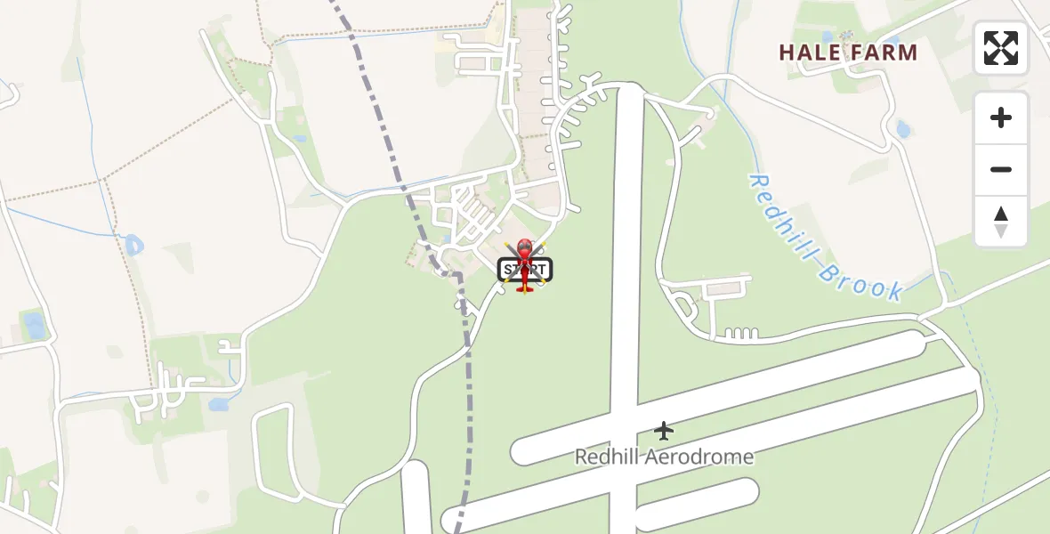 Flight route map: Air Ambulance Helicopter to Redhill Aerodrome, Redhill Aerodrome