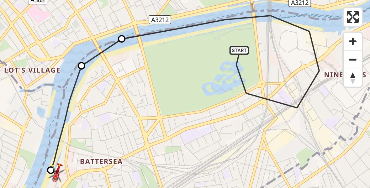 Routekaart van de vlucht: Air Ambulance Helicopter to London Heliport, London Heliport