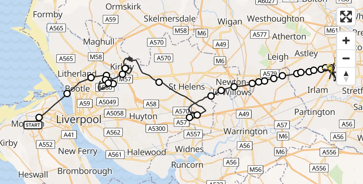 Routekaart van de vlucht: Police Helicopter to Manchester Barton Aerodrome, Manchester Barton Aerodrome