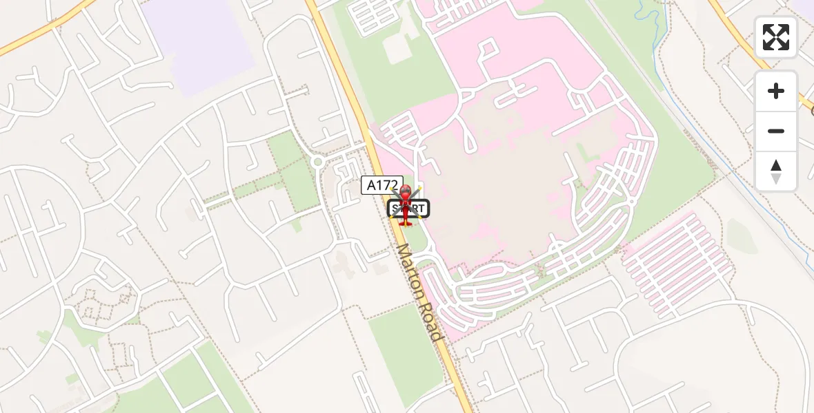 Flight route map: Air Ambulance Helicopter to James Cook University Hospital, James Cook University Hospital