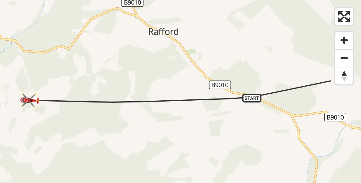 Routekaart van de vlucht: Air Ambulance Helicopter to Rafford, Rafford
