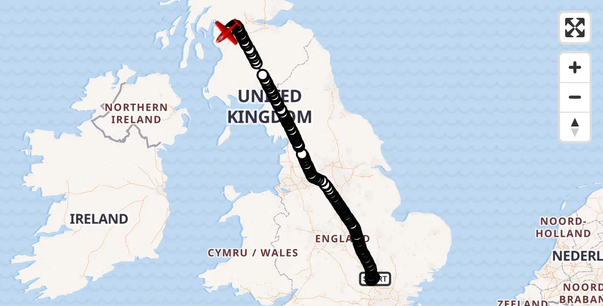 Routekaart van de vlucht: Air Ambulance Aircraft to Glasgow Airport, Glasgow Airport