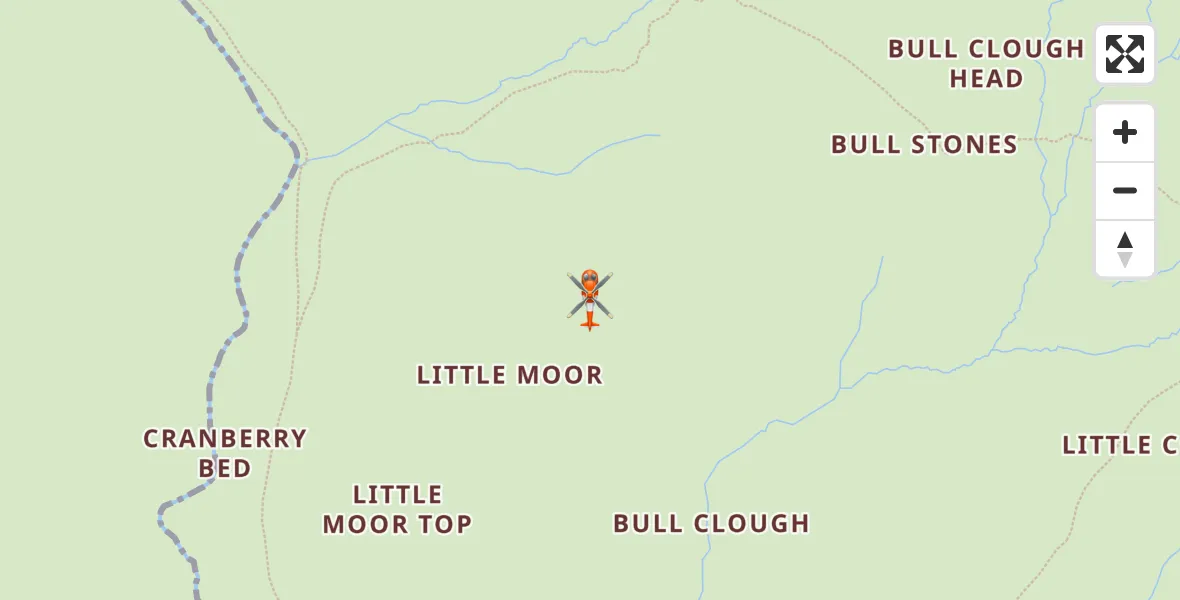 Flight route map:  to Sheffield, Cut Gate