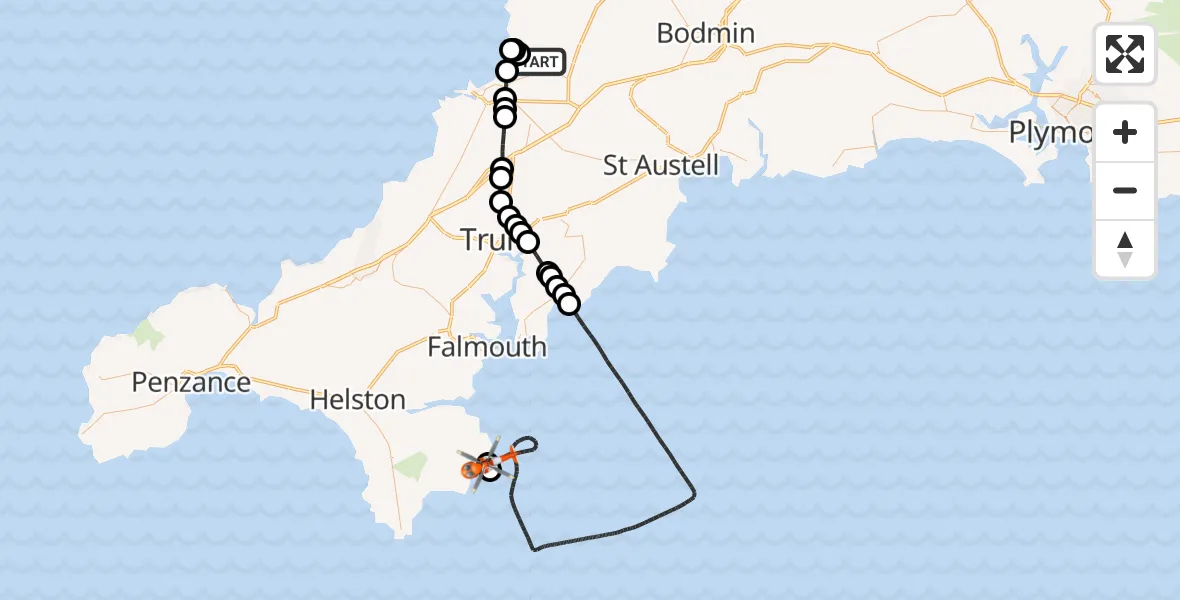Routekaart van de vlucht: Coastguard Helicopter to English Channel, English Channel