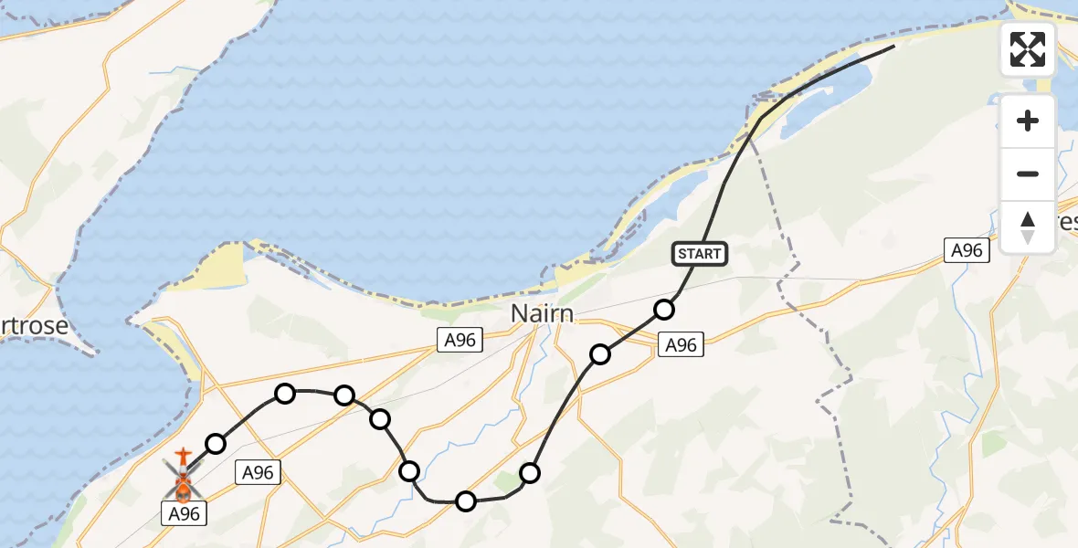 Routekaart van de vlucht: Coastguard Helicopter to Inverness Airport, Inverness Airport
