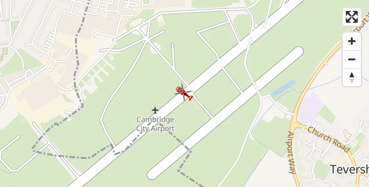 Routekaart van de vlucht: Air Ambulance Helicopter to Cambridge City Airport, Cambridge City Airport