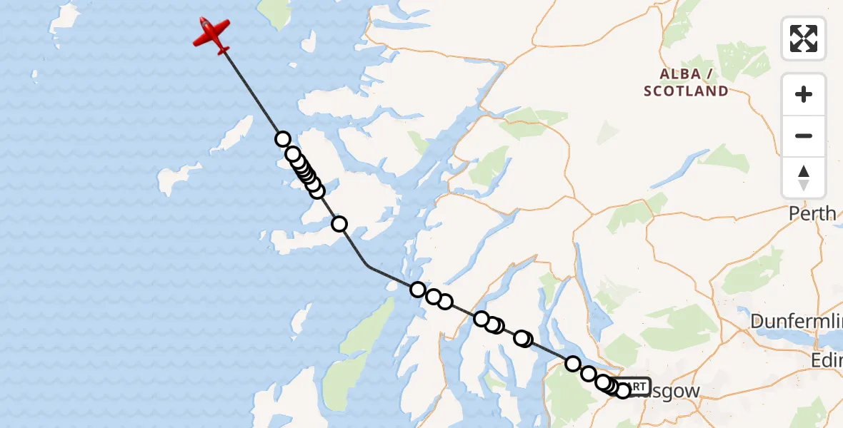 Flight route map: Air Ambulance Aircraft to Inner Seas, Inner Seas