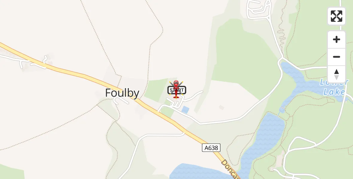 Flight route map: Air Ambulance Helicopter to YAA Nostell Helicopter Port, YAA Nostell Helicopter Port