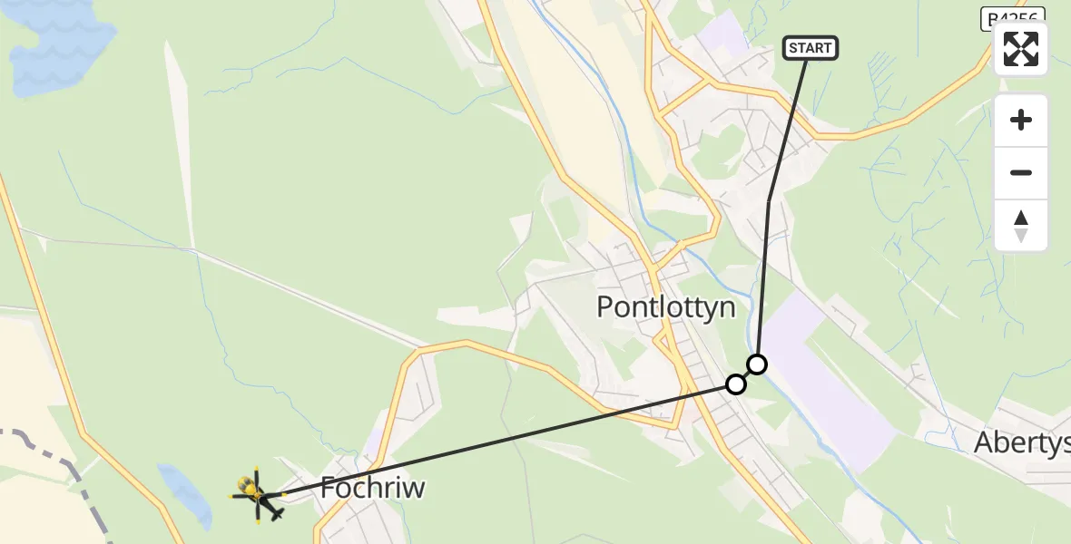 Routekaart van de vlucht: Police Helicopter to Fochriw, Guest Street