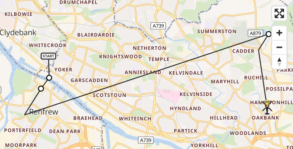 Routekaart van de vlucht:  to Glasgow, Dartford Street