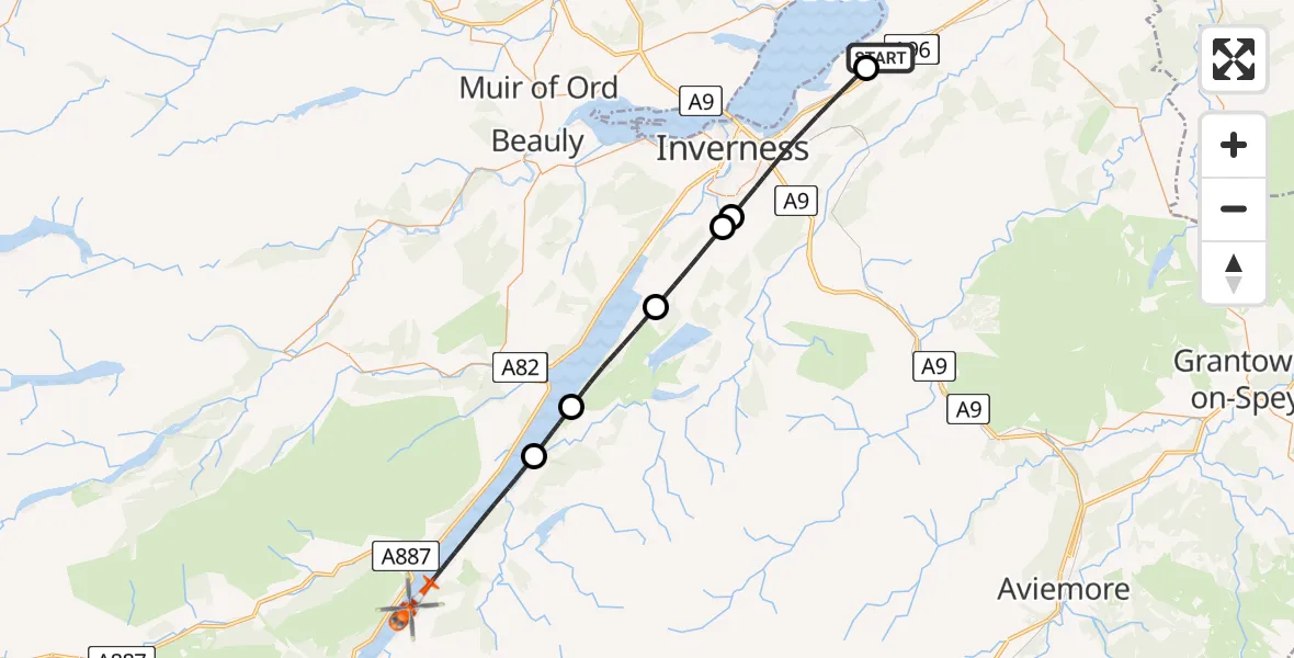 Routekaart van de vlucht: Coastguard Helicopter to Loch Ness, Loch Ness