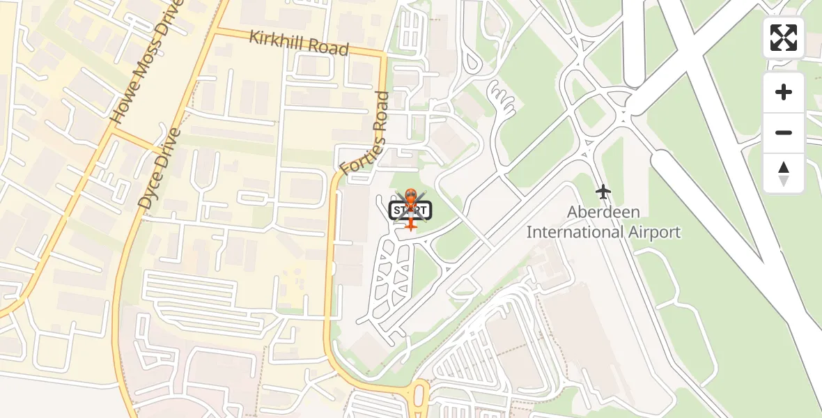 Flight route map: Coastguard Helicopter to Aberdeen International Airport, Aberdeen International Airport