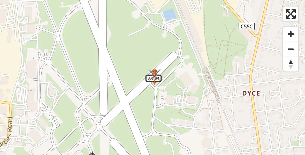 Flight route map: Coastguard Helicopter to Aberdeen International Airport, Aberdeen International Airport