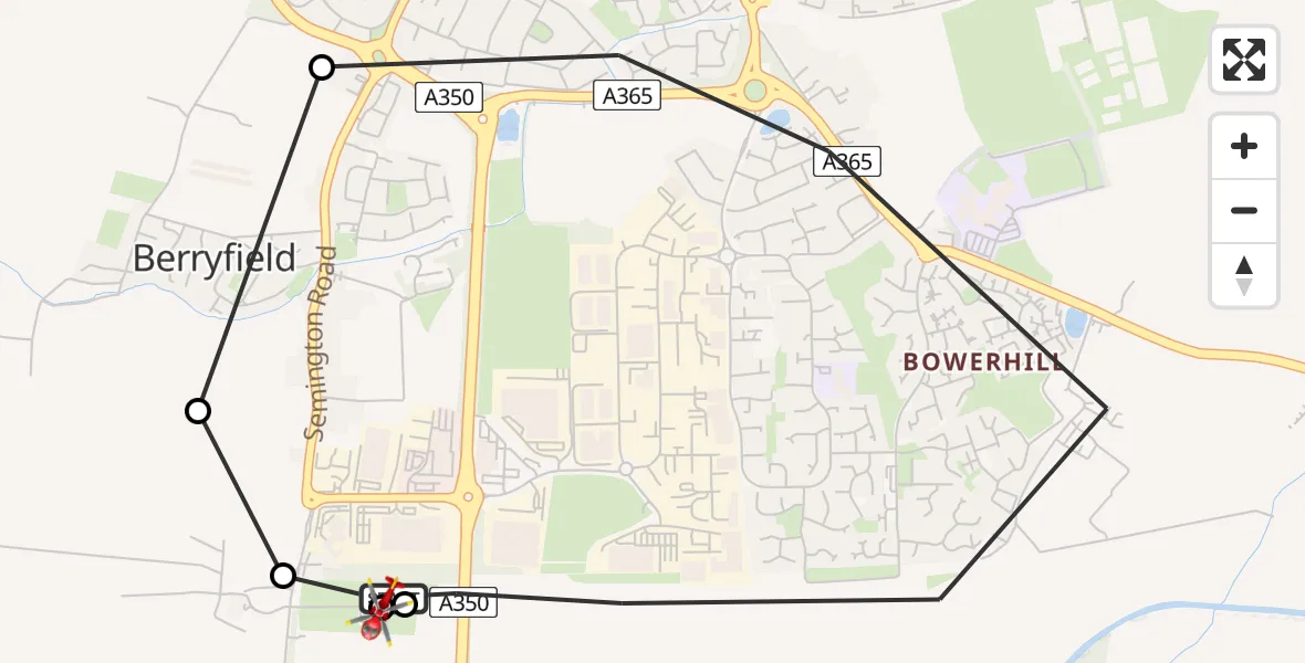 Routekaart van de vlucht: Air Ambulance Helicopter to Wiltshire Air Ambulance