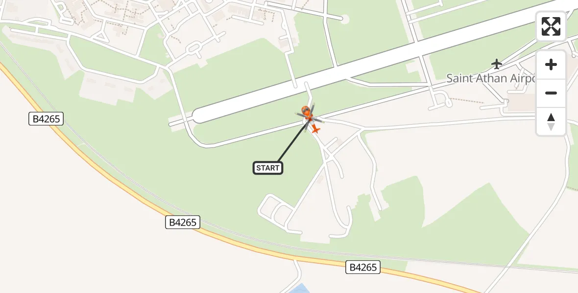 Flight route map: Coastguard Helicopter to MOD St Athan, MOD St Athan