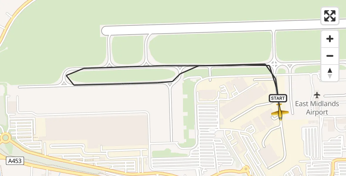 Flight route map: Police Aircraft to East Midlands Airport, East Midlands Airport