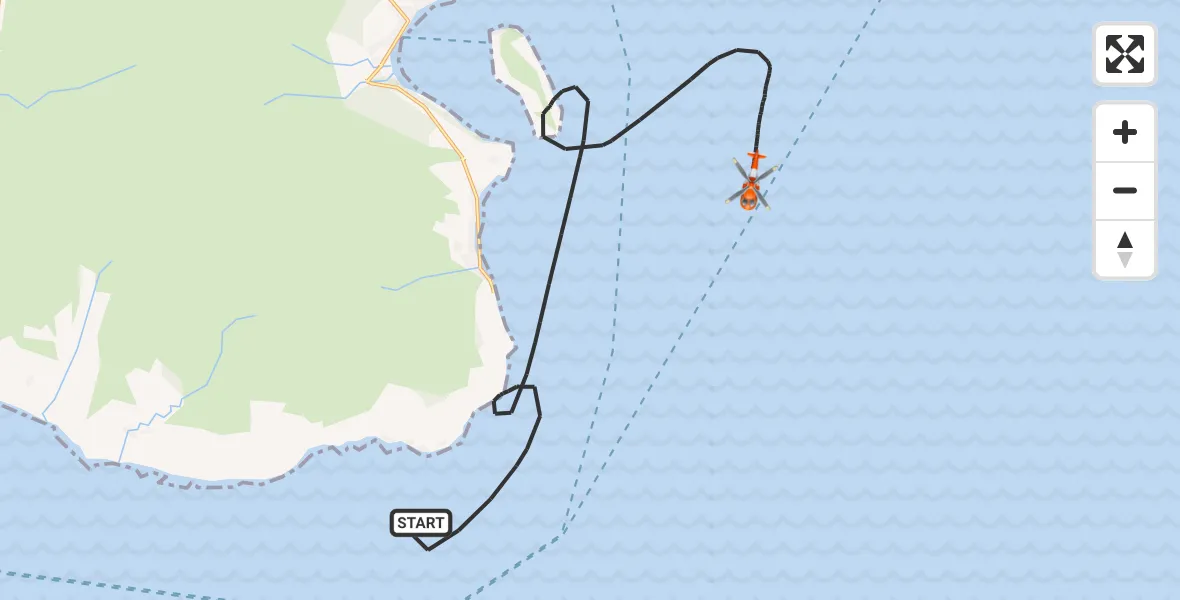 Flight route map: Coastguard Helicopter to Inner Seas, Inner Seas