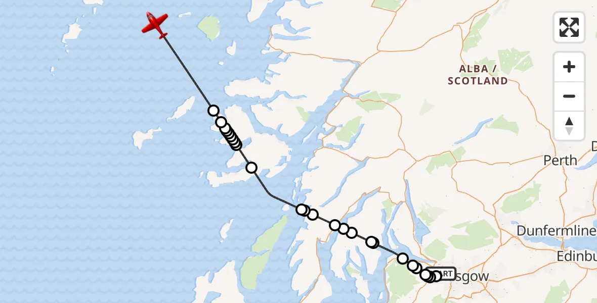 Flight route map: Air Ambulance Aircraft to Inner Seas, Inner Seas