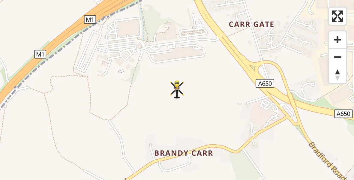 Flight path map showing Police Helicopter route from East Ardsley to East Ardsley