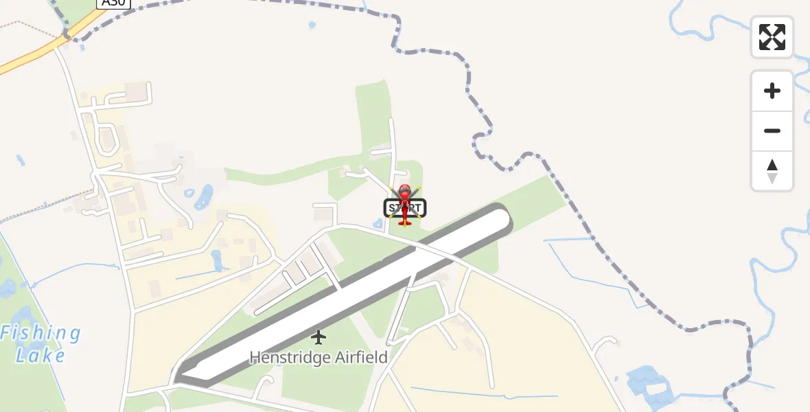 Flight route map: Air Ambulance Helicopter to Henstridge Airfield, Henstridge Airfield