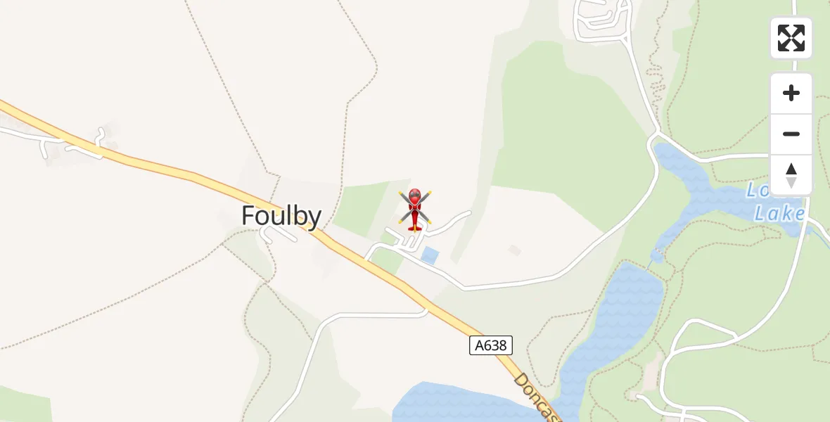 Flight path map showing Air Ambulance Helicopter route from YAA Nostell Helicopter Port to YAA Nostell Helicopter Port