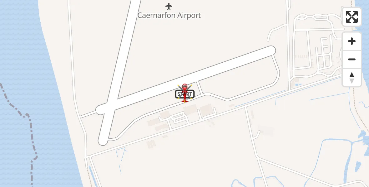 Flight route map: Air Ambulance Helicopter to Caernarfon Airport, Caernarfon Airport