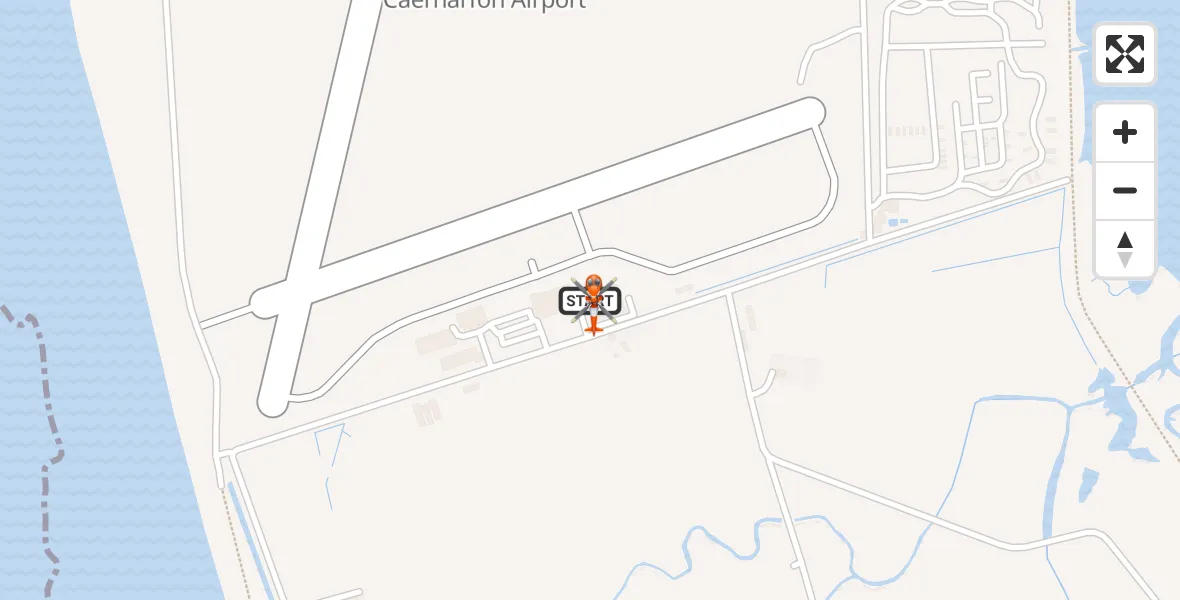 Flight route map: Coastguard Helicopter to Caernarfon Airport, Caernarfon Airport