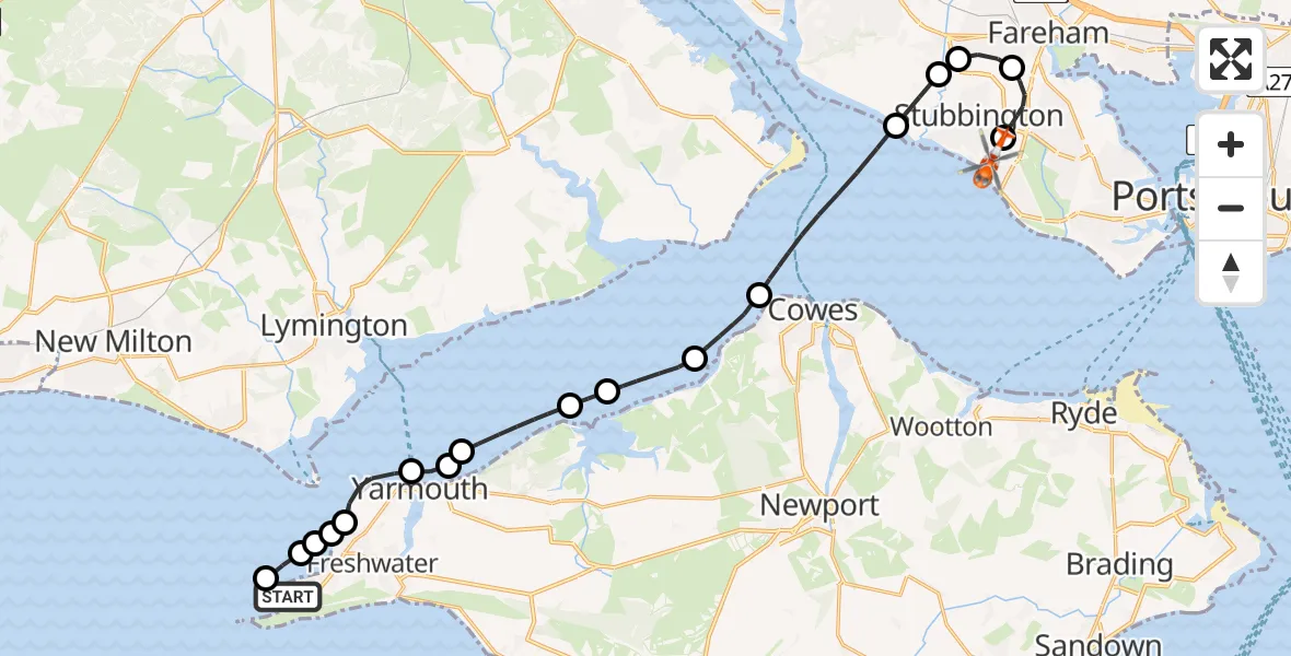 Routekaart van de vlucht: Coastguard Helicopter to Solent Airport, Solent Airport