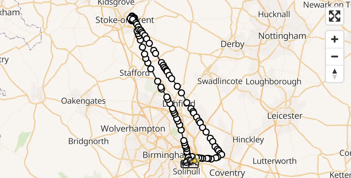 Routekaart van de vlucht: Police Helicopter to Birmingham Airport