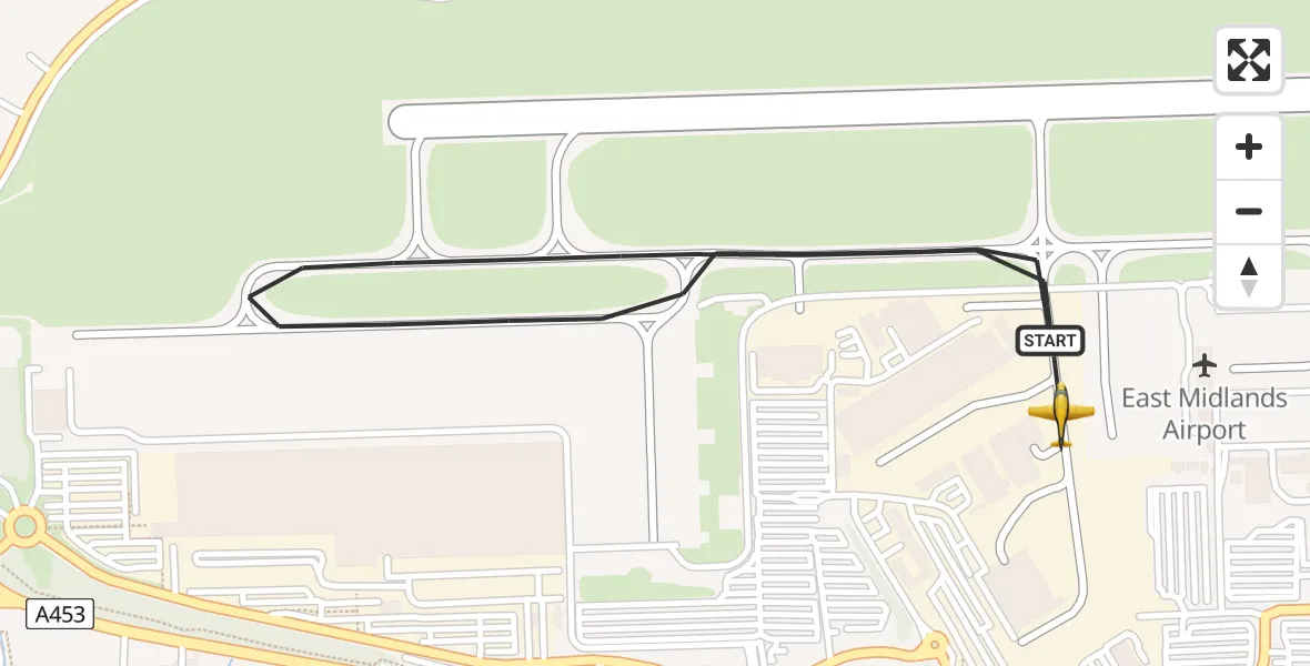 Flight route map: Police Aircraft to East Midlands Airport, East Midlands Airport