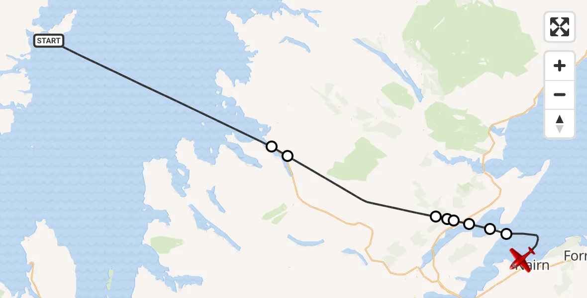 Flight route map: Air Ambulance Aircraft to North Sea, North Sea