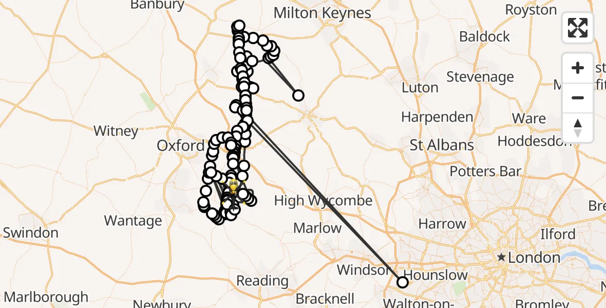 Flight route map: Police Helicopter to South Oxfordshire, South Oxfordshire