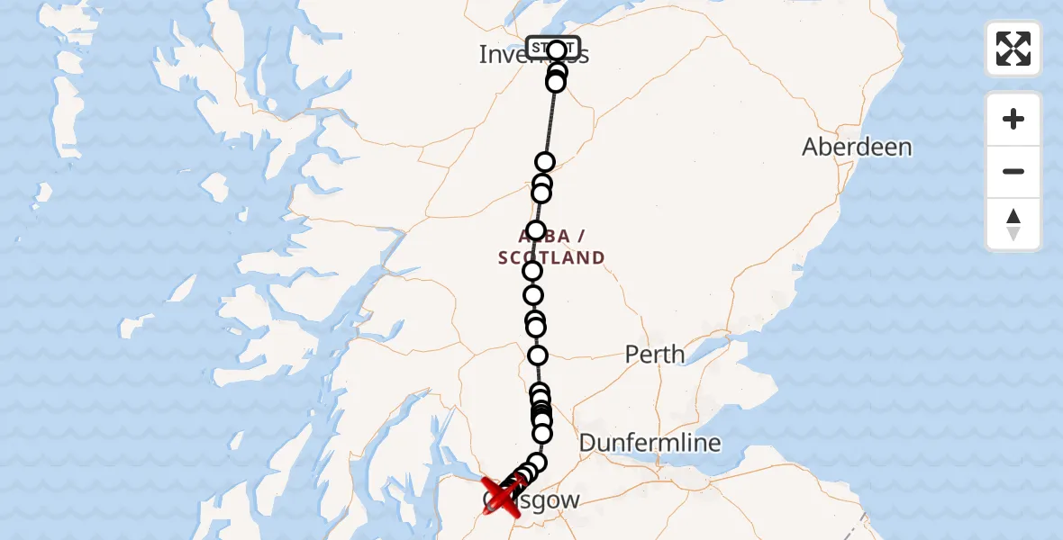 Routekaart van de vlucht: Air Ambulance Aircraft to Glasgow Airport, Glasgow Airport
