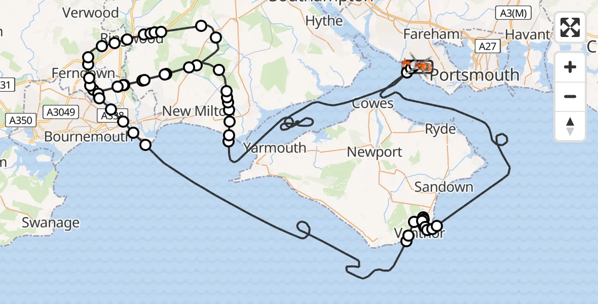 Routekaart van de vlucht: Coastguard Helicopter to Solent Airport, Solent Airport