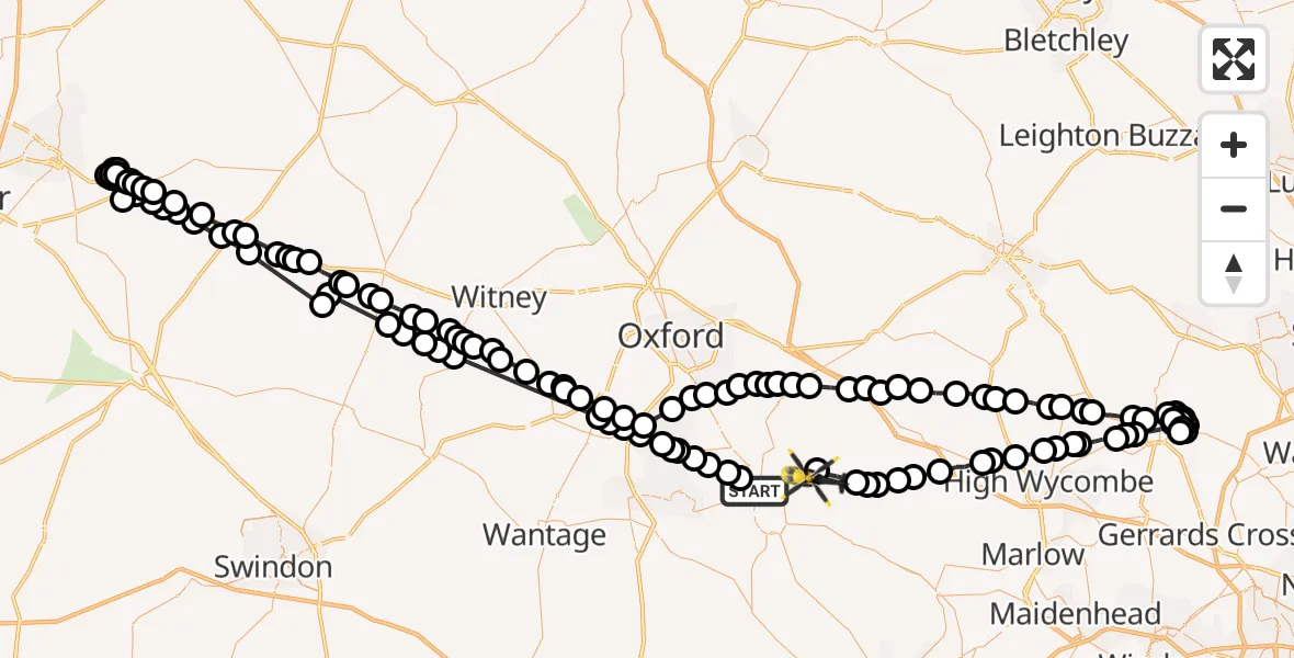 Routekaart van de vlucht: Police Helicopter to Cuxham, Cuxham