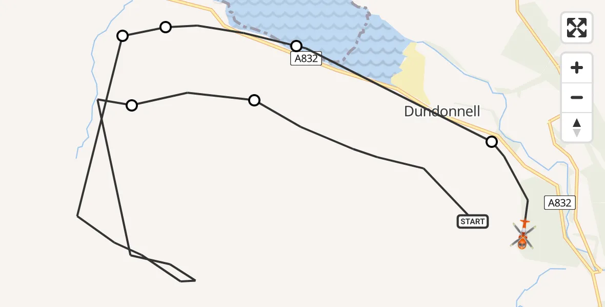 Routekaart van de vlucht: Coastguard Helicopter to Dundonnell, Dundonnell