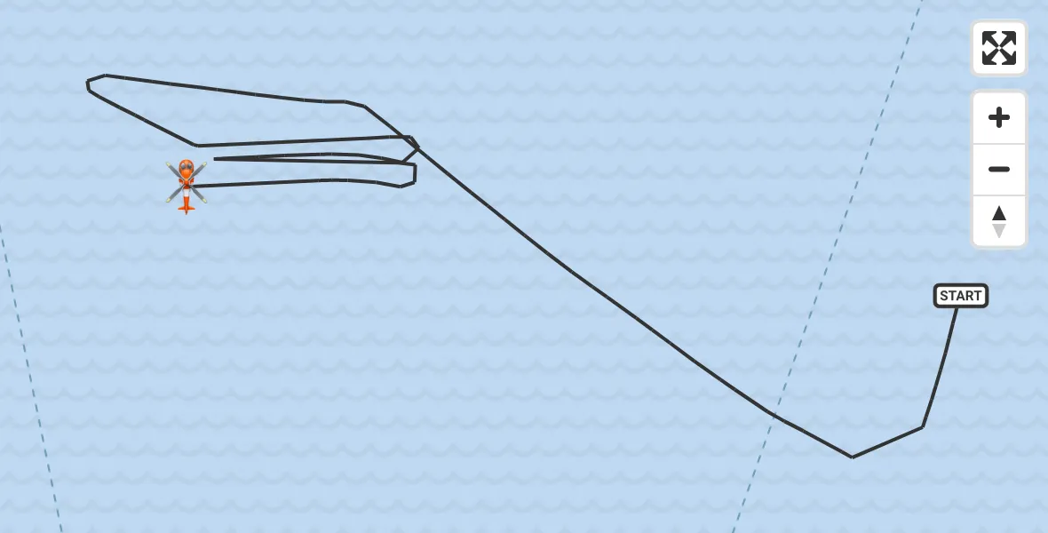 Flight route map: Coastguard Helicopter to English Channel, English Channel