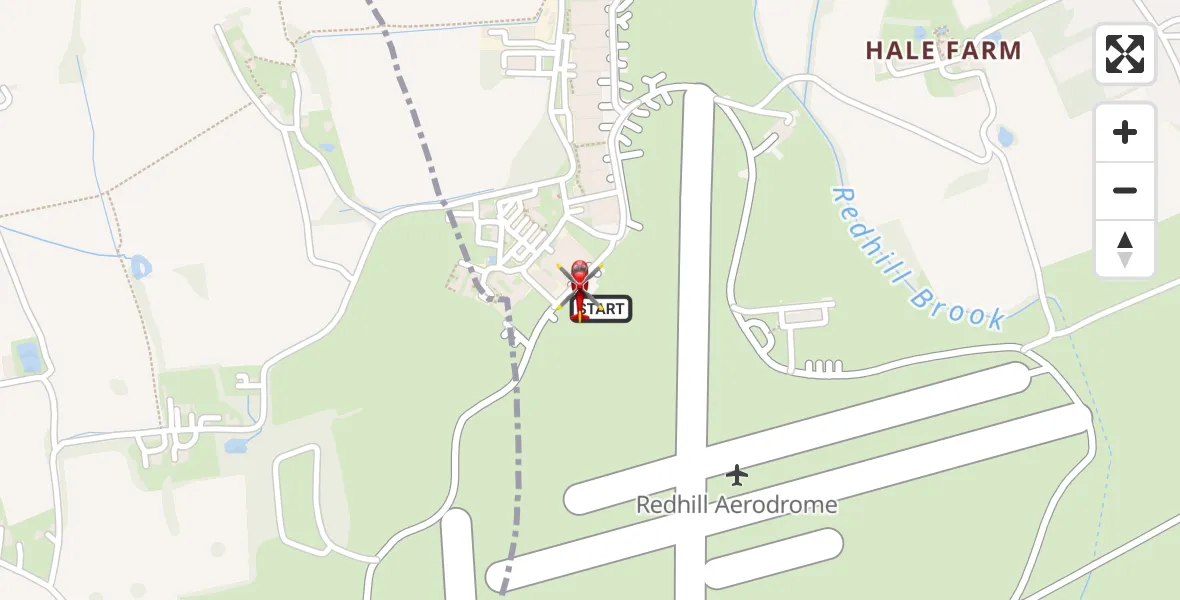 Flight route map: Air Ambulance Helicopter to Redhill Aerodrome, Redhill Aerodrome