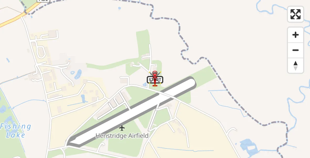 Flight route map: Air Ambulance Helicopter to Henstridge Airfield, Henstridge Airfield